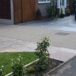 concrete drive resurfaced with resin bonded aggregate